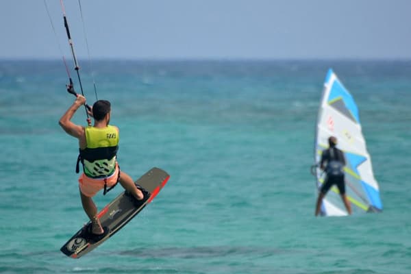 Man wind surfing