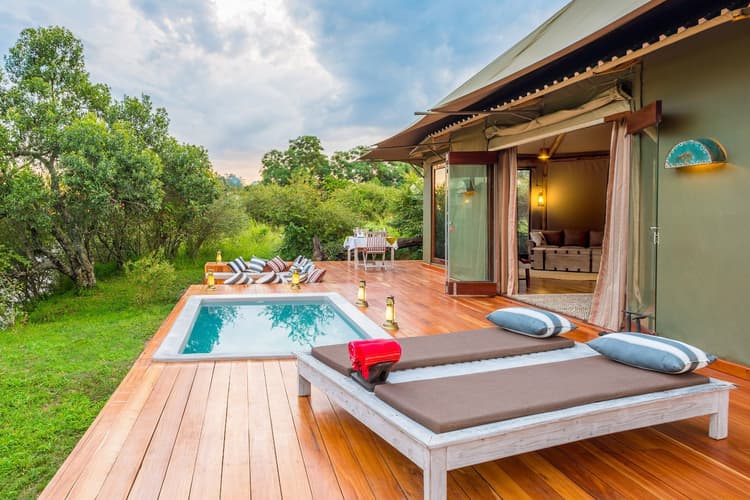 Pool by Luxury Tent at Safari Collection Sala's Camp, Maasai Mara